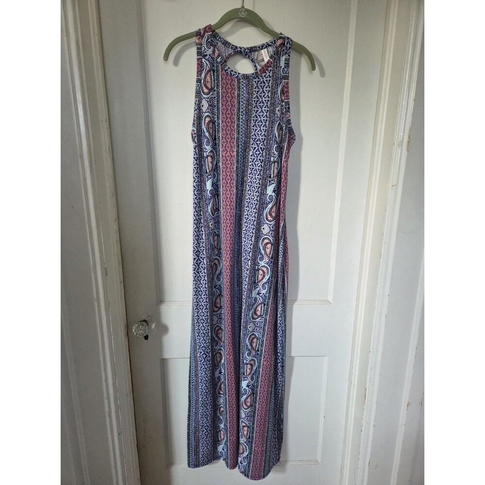Sleeveless Long Maxi Dress Colorful Boho Maximalist Tribal Festival Size M